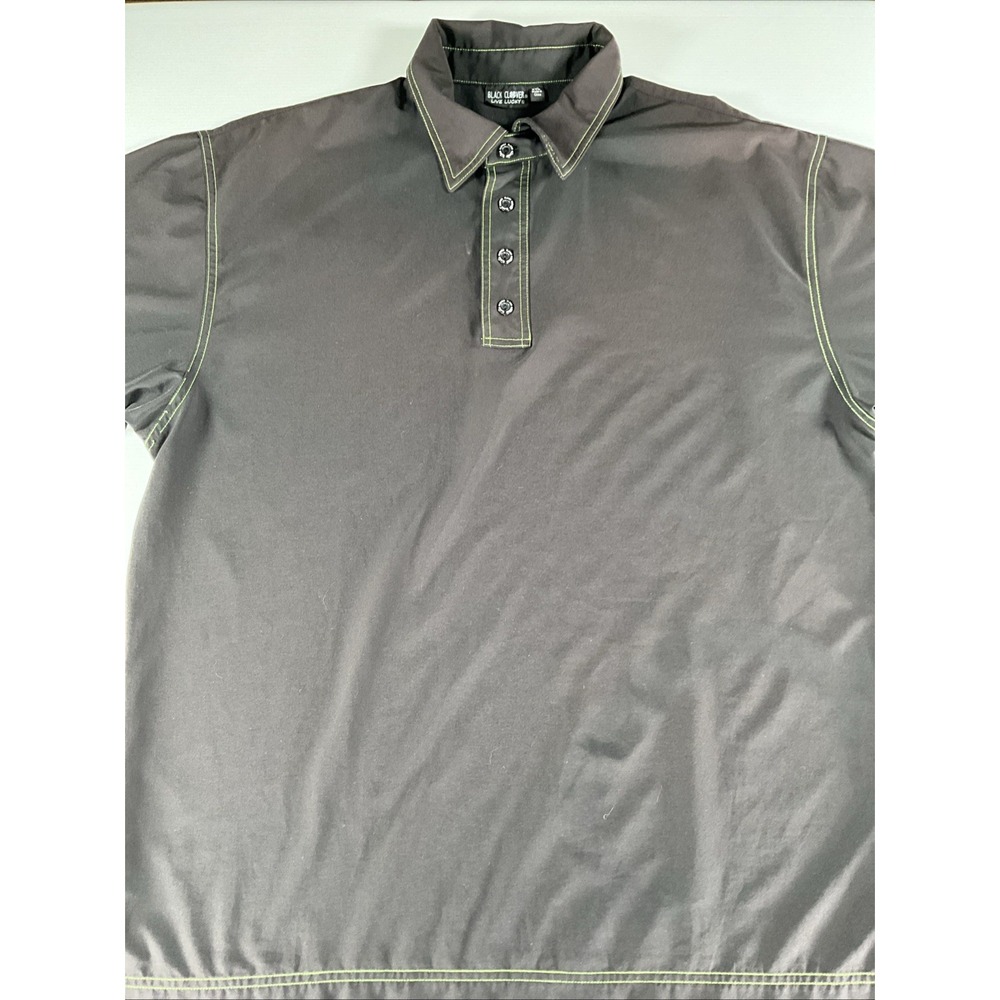 Black Clover Live Lucky Mens Golf Polo Shirt Black Lime Green Stitching XXL